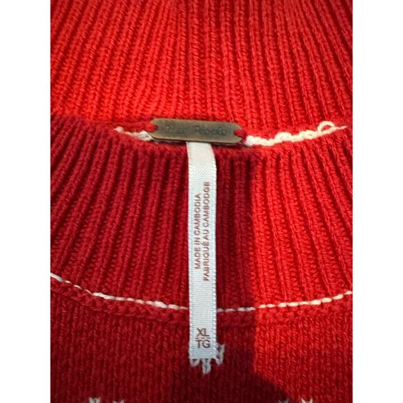 Free People Women’s Easy Street Crop Sweater Red Size XL – NWT Chunky Knit - Picture 7 of 11